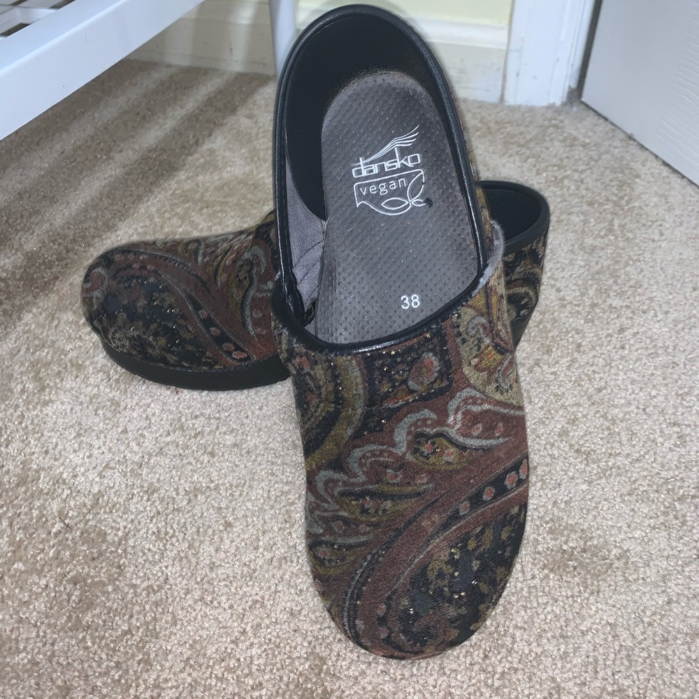 Dansko black/ paisley clogs
